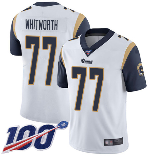Los Angeles Rams Limited White Men Andrew Whitworth Road Jersey NFL Football #77 100th Season Vapor Untouchable